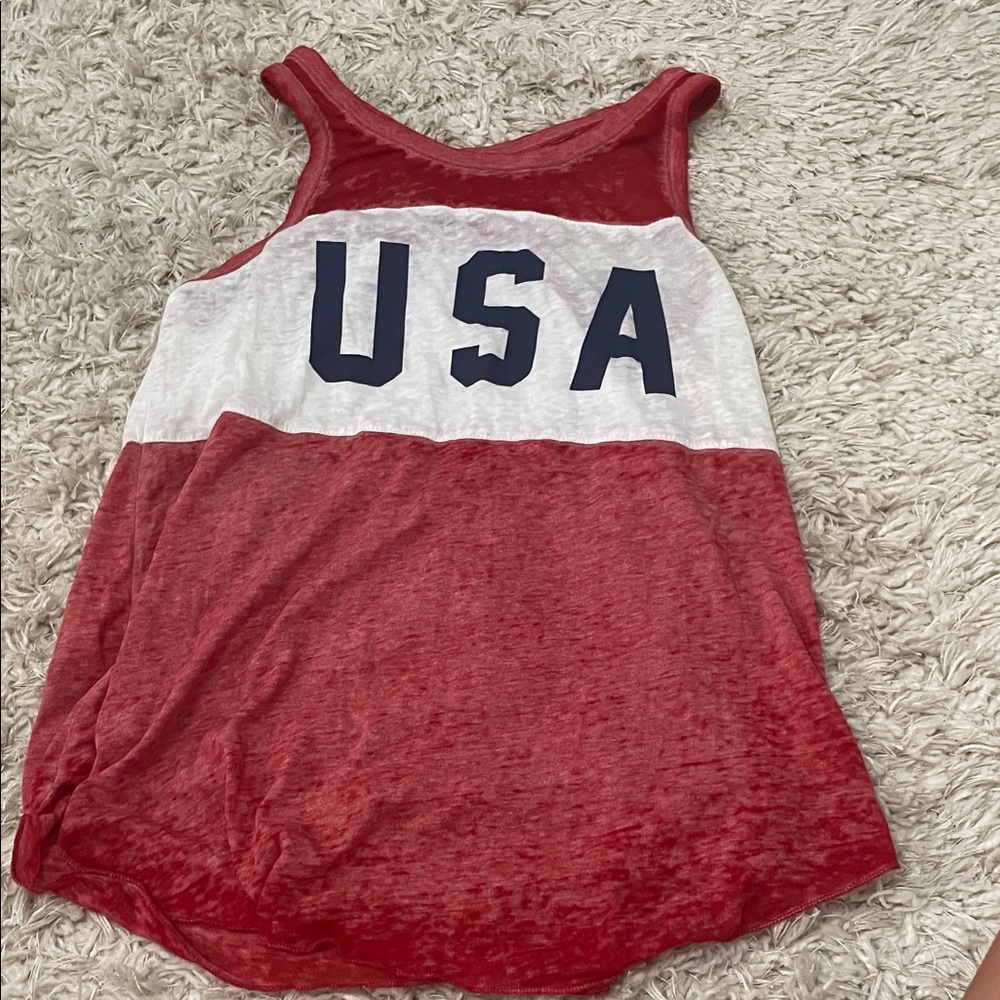 Patriotic Red and White USA Tank Top